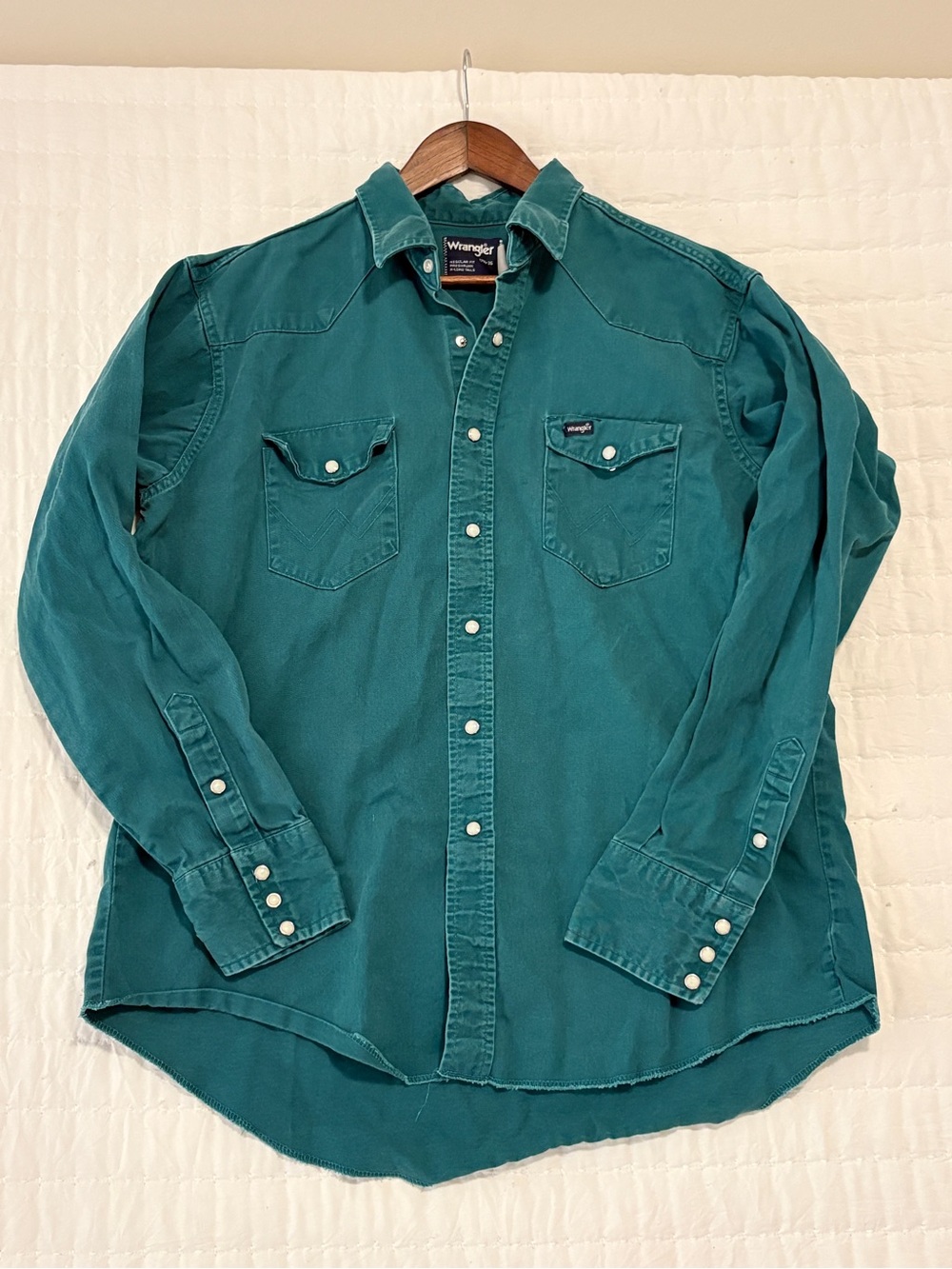 Wrangler Men's Teal Green Long-Sleeve Button-Down Shirt